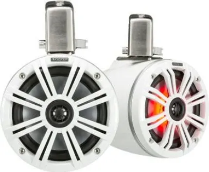 2 enceintes 8'' - KMTC 150W LED - Blanc - Montage barre