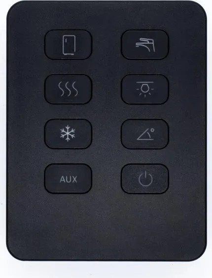 Clavier à 8 boutons en aluminium anodisé noir, avec protocole SiCom et alimentation de 6 à 22Vdc