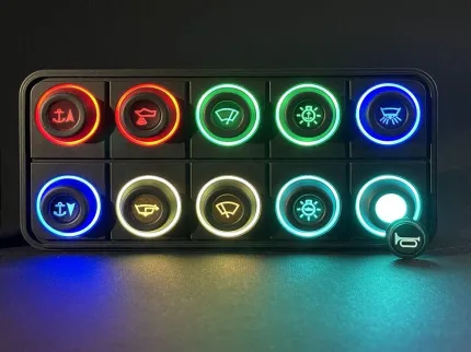 Clavier de commande Powerkey Pro à 10 touches RGB de Ø15mm, avec protocole CANopen, sans ses pastilles gravées