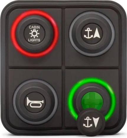 Clavier de commande Powerkey Pro à 4 touches RGB de Ø15mm, avec protocole CANopen, sans ses pastilles gravées