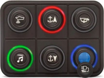 Clavier de commande Powerkey Pro à 6 touches RGB de Ø15mm, avec protocole J1939, sans ses pastilles gravées