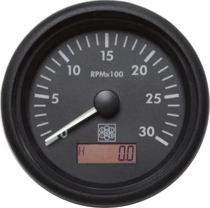 Compte-tours avec horamètre 85mm - 12/24V 0-3000 Tr/min - Borne W