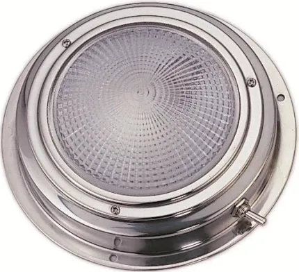 Plafonnier LED - 3.7W 12Vdc - D: 137mm - Inox poli - Blanc naturel - IP65 avec interrupteur