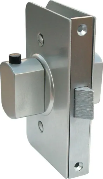 Serrure batteuse reversible anodisée argent