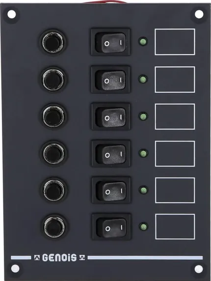 Tableau Genois 12/24V 6 interrupteurs / 6 disjoncteurs