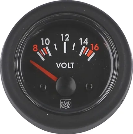 Voltmètre 8-16V Analogique aiguille rouge DIA. 52mm