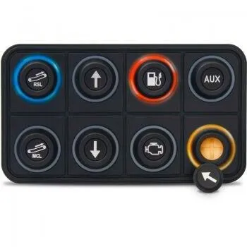 Clavier de commande Powerkey Pro à 8 touches RGB de Ø24mm, avec protocole CANopen, sans ses pastilles gravées