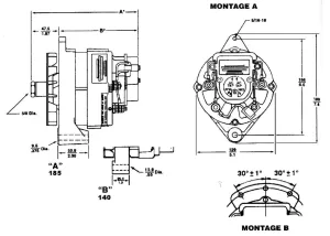 Alternateur Prestolite 12V 90A Montage B