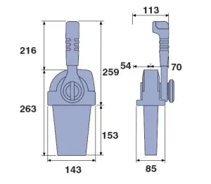 Boîtier de commande pupitre encastré mono-levier, mono-fonction MORSE 3 positions