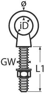 Boulon à oeil M6x60mm Inox 316
