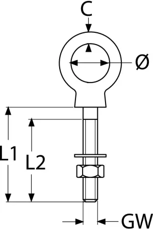 Boulon à oeil M6x60mm Inox 316