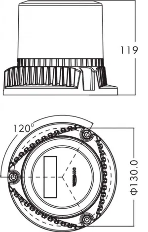 Feu bi-fonction flash et rotatif MU Pro bleu 3 points