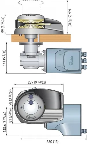 Guindeau vertical Aleph 12V 700W sans poupée 10mm