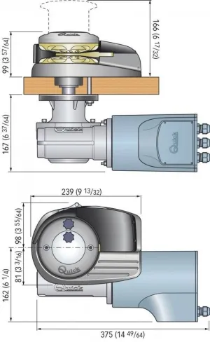 Guindeau vertical Aleph AL3 12V 1500W sans poupée 8mm
