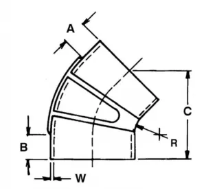 Liaison échappement coude à 45° Ø152mm