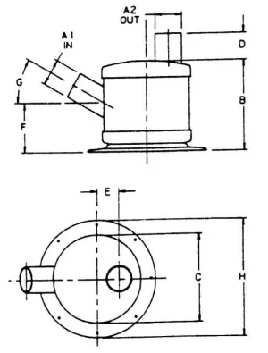Pots à barbotage E à 45° / S Verticale 6'' Ø152mm