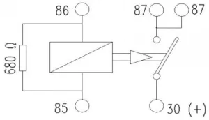 Relais 5 bornes 12V 30A Resistance fixation