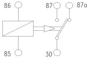 Relais 5 bornes 12V 40/50A standard fixation
