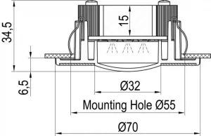 Spot 10 LED lentille claire 12-24V clips - Ø 70mm