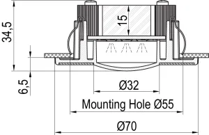 Spot 10 LED lentille claire 12-24V clips - Ø 70mm