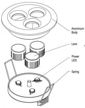 Spot satiné 3 POWERLED - 10-30V -  Ø 82mm - IP67
