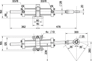 Vérin hydraulique acier VHM 60 DT 300