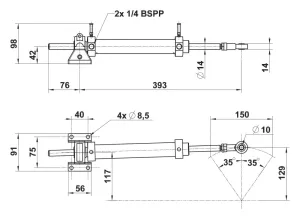 Vérin hydraulique aluminium VHM 28 DTP