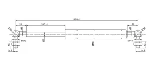 Vérins inox (1 lot de 2) course 200mm 200N