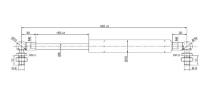 Vérins Inox (1 lot de 2) course 150mm 100N
